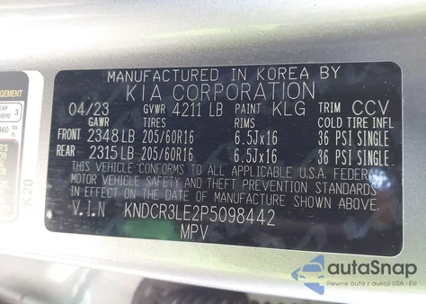 2023 Kia Niro Ex z USA, uszkodzony, nr VIN KNDCR3LE2P5098442